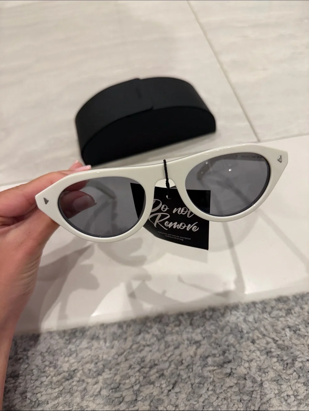Prada White Round Sunglasses with Black Case (Brand New, Current Season)